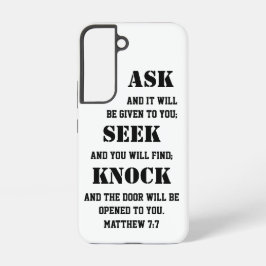 マタイ7:7聖書の聖句ノッはっきりしたクを求め頼る SAMSUNG GALAXY S22ケース
