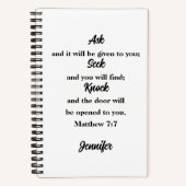 マタイ7:7聖書の聖句名前をカスタムするSketchbook ノートブック (正面)