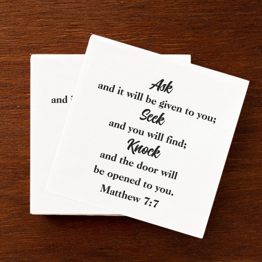 マタイ7:7聖書の聖句教会 スタンダードカクテルナプキン