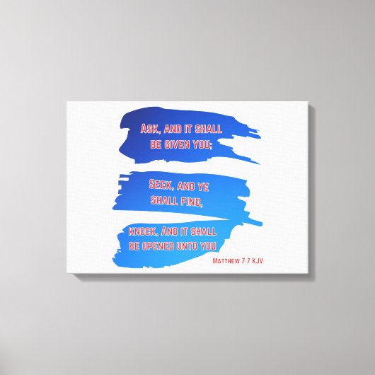 マタイ7:7聖書の聖句KJVウォールアート キャンバスプリント (正面)