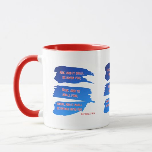 マタイ7:7 KJV聖書の詩Two-Tone Mug マグカップ (左)