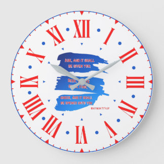 マタイ7:7 KJV聖書ローマ数字 ラージ壁時計