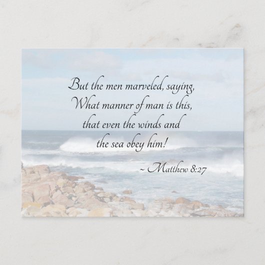 マタイ8:27イエスは嵐を鎮め、聖書の聖句 ポストカード (正面)