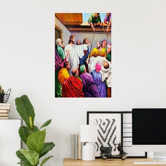 マタイ9:1-8イエスは赦しと癒しを ポスター (ホームオフィス)