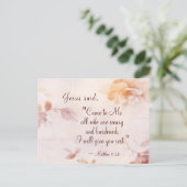 マタイ 11:28 わたしに来なさい、疲れた者たちよ 花 ポストカード (スタンド正面)