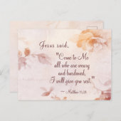 マタイ 11:28 わたしに来なさい、疲れた者たちよ 花 ポストカード (正面/裏面)