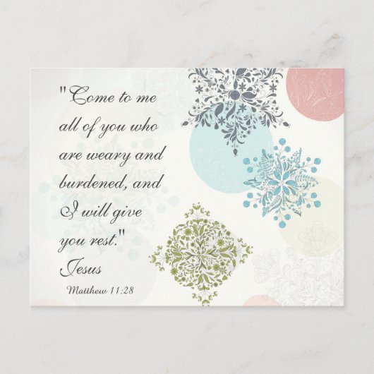 マタイ 11:28 聖句 ヴィンテージデザイン ポストカード (正面)