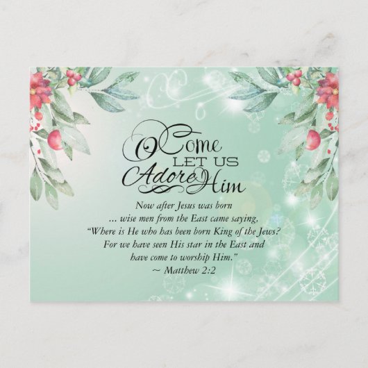 マタイ 2:2 聖書 クリスマス 「彼に拝め」 ポストカード (正面)