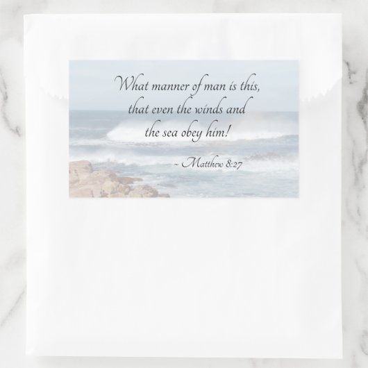 マタイ 8:27 イエスが嵐を静める、聖書の詩句 長方形シール (バッグ)