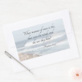 マタイ 8:27 イエスが嵐を静める、聖書の詩句 長方形シール (封筒)