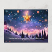 マタイKJVの福音聖なる書物、 経典クリスマススター シーズンポストカード (正面)