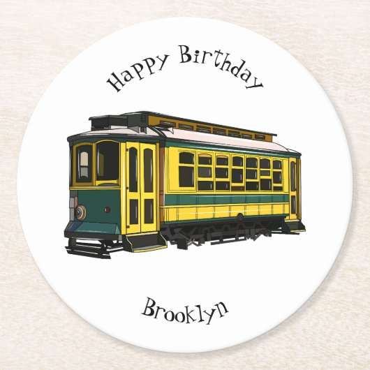 マタトロリー漫画イラストレーション ラウンドペーパーコースター (正面)