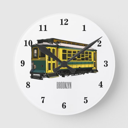 マタトロリー漫画イラストレーション ラウンド壁時計 (正面)