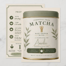 マタニティーおめでとう 抹茶 ベイビーシャワー セージグリーンティー 招待状
