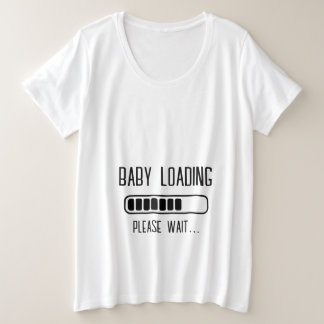 マタニティ 赤ちゃんロード中 お待ちください プラスサイズTシャツ