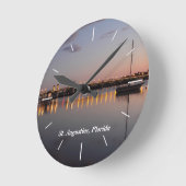 マタンザス湾とライオンの橋、セントオーガスティン、FL ラウンド壁時計 (傾斜)