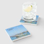 マタンザス湾の帆船セントオーガスティンFlorida ストーンコースター (横)