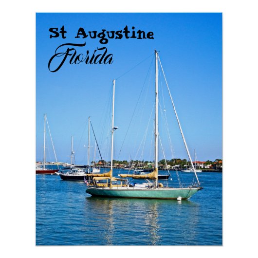 マタンザス湾の帆船セントオーガスティンFlorida ポスター (正面)