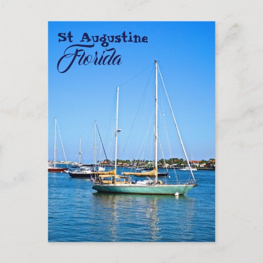 マタンザス湾の帆船、セントオーガスティン、フロリダ ポストカード (正面)