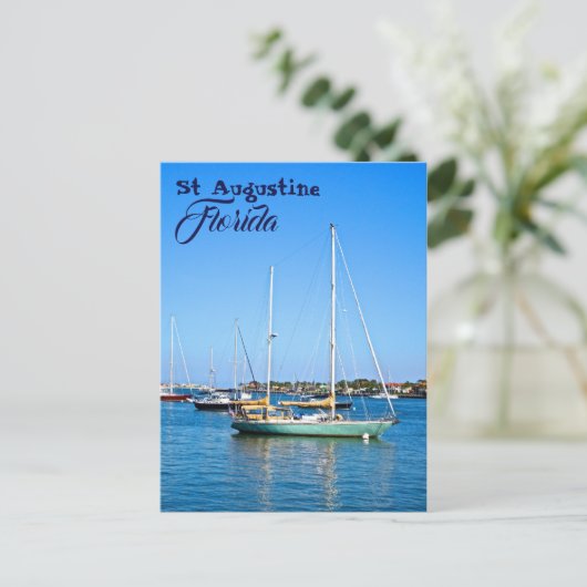マタンザス湾の帆船、セントオーガスティン、フロリダ ポストカード (スタンド正面)