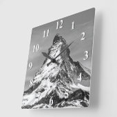 マターホルン白黒 スクエア壁時計 (傾斜)