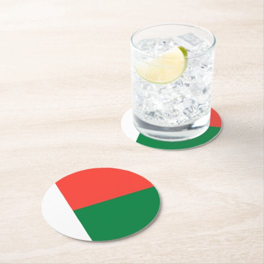 マダガスカルの国旗 ラウンドペーパーコースター (インサイチュ)