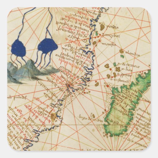マダガスカルの地図 スクエアシール (正面)