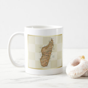 マダガスカルの旗 + 地図のマグ コーヒーマグカップ