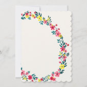 マダガスカルピンクペリウィンクル花ブライダルシャワー 招待状 (裏面)