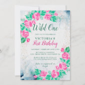 マダガスカルピンクペリウィンクル花誕生日 招待状 (正面)