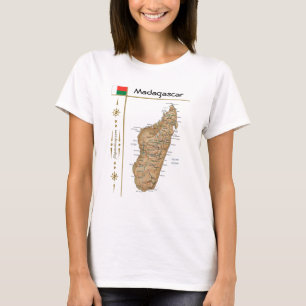 マダガスカルマップ+フラグ+タイトルTシャツ Tシャツ