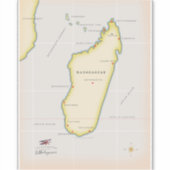 マダガスカル図解入りの、写真付きのの地図 シール (正面)