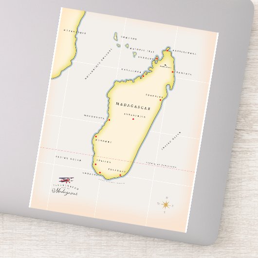 マダガスカル図解入りの、写真付きのの地図 シール (詳細)