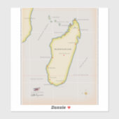 マダガスカル図解入りの、写真付きのの地図 シール (シート)