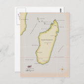 マダガスカル図解入りの、写真付きのの地図 ポストカード (正面/裏面)