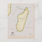 マダガスカル図解入りの、写真付きのの地図 ポストカード (正面)