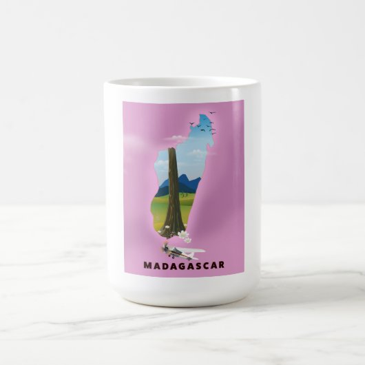 マダガスカル図解入りの、写真付きの旅行ポスター モーフィングマグカップ (中央)