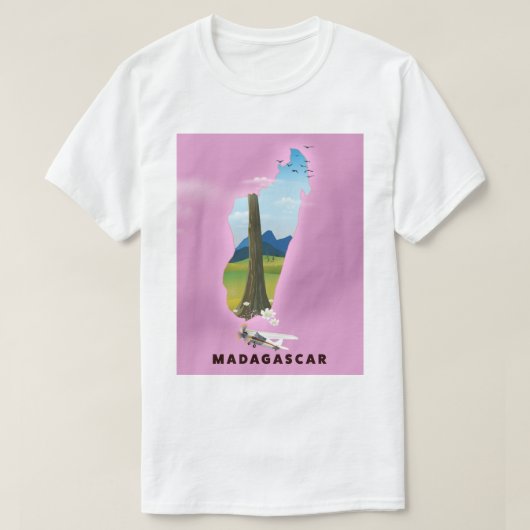 マダガスカル図解入りの、写真付きの旅行ポスター Tシャツ (デザイン正面)