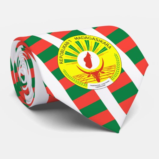 マダガスカル国旗とシール、マダガスカル国旗 ネクタイ (ロール)