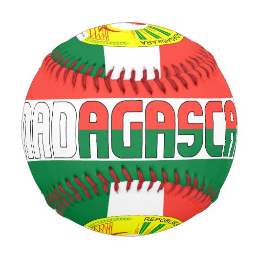 マダガスカル国旗と紋章の愛国心 野球ボール (正面)