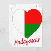 マダガスカル国旗のハート ポストカード (正面/裏面)