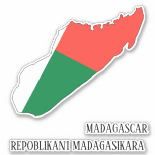 マダガスカル国旗の地図と愛国心 シール