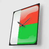 マダガスカル国旗 スクエア壁時計 (傾斜)