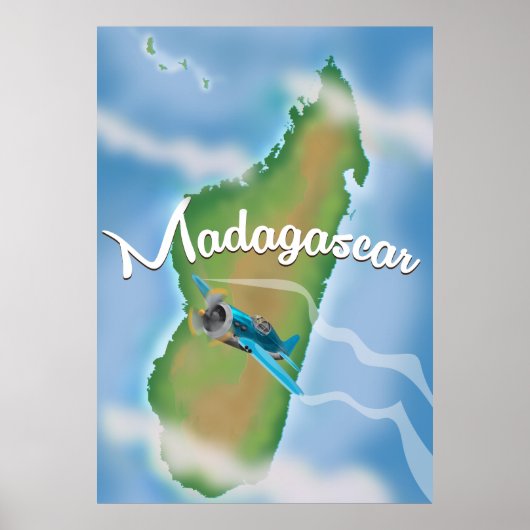 マダガスカル地図ビンテージ旅行ポスター ポスター (正面)