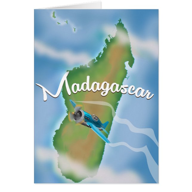 マダガスカル地図ヴィンテージ旅行ポスター。 (正面)
