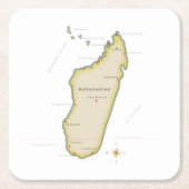マダガスカル島のイラスト地図 スクエアペーパーコースター (正面)