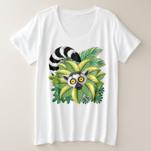 マダガスカル島のワオキツネネズミの熱帯雨林 プラスサイズTシャツ (デザイン正面)