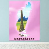マダガスカル イラスト入り旅行ポスター キャンバスプリント (インサイチュ (ウッドフロア))