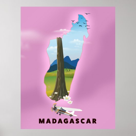 マダガスカル イラスト旅行ポスター ポスター (正面)