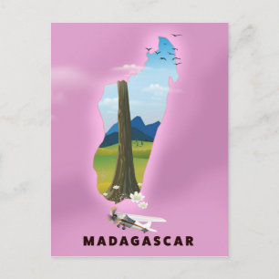 マダガスカル イラスト旅行ポスター ポストカード